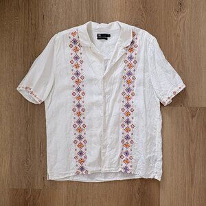 Le 31 Linen Guayabera Shirt Men’s Medium Embroidered Cuban Style